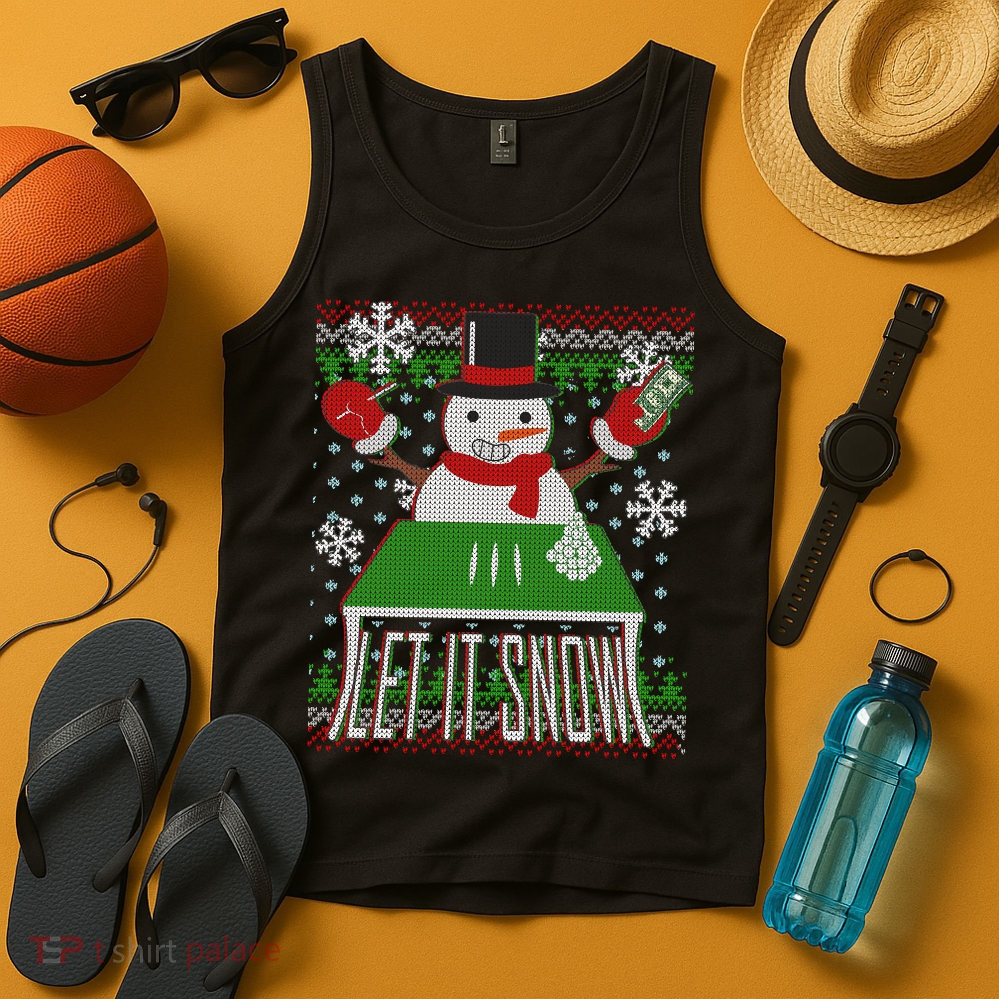 Ugly Christmas Sweater Let It Snow Frosty Snowman On Drugs Tank Top