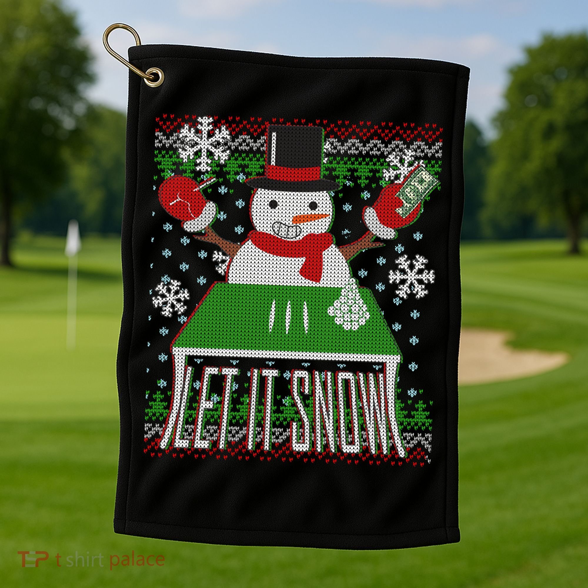 Ugly Christmas Sweater Let It Snow Frosty Snowman On Drugs Golf Towel