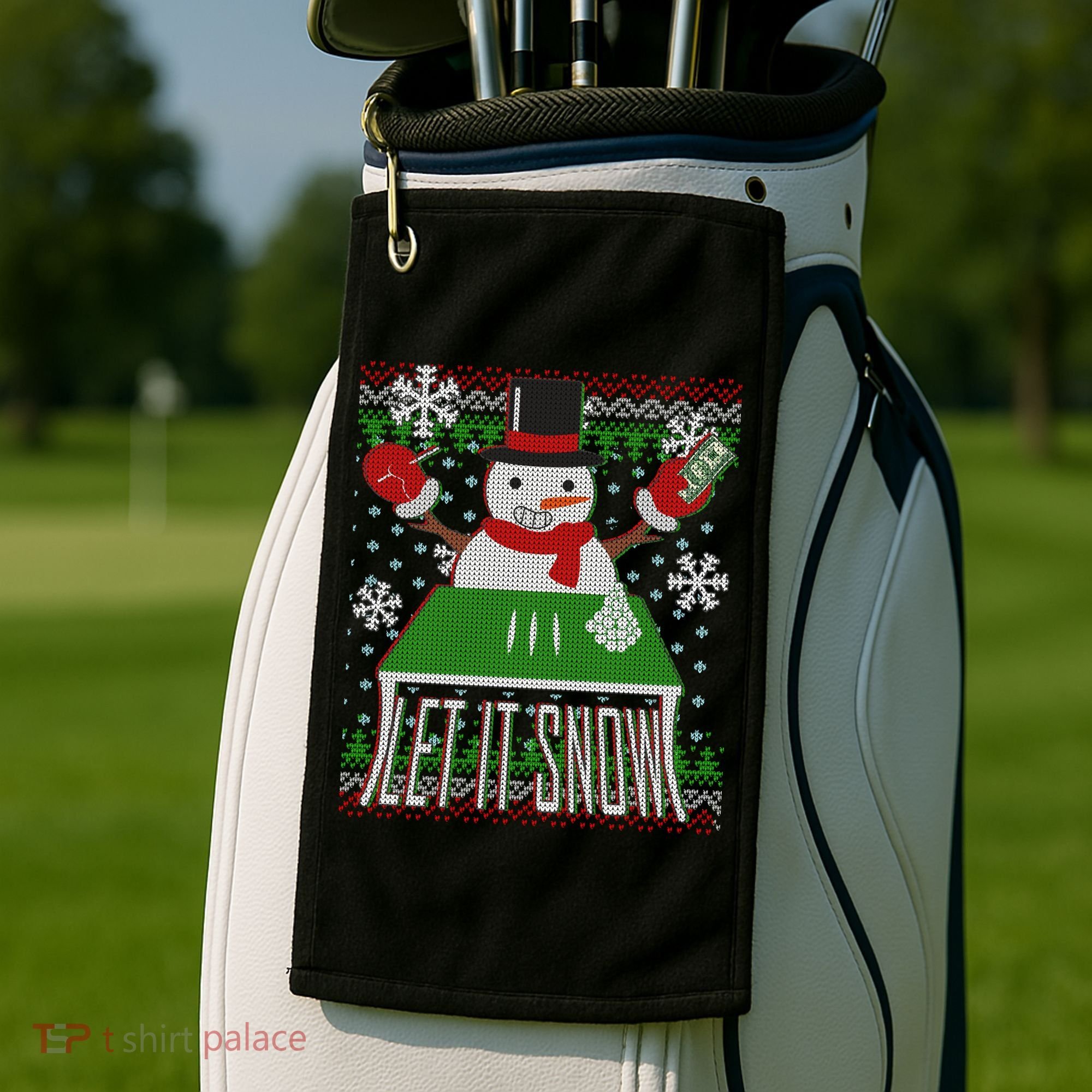 Ugly Christmas Sweater Let It Snow Frosty Snowman On Drugs Golf Towel