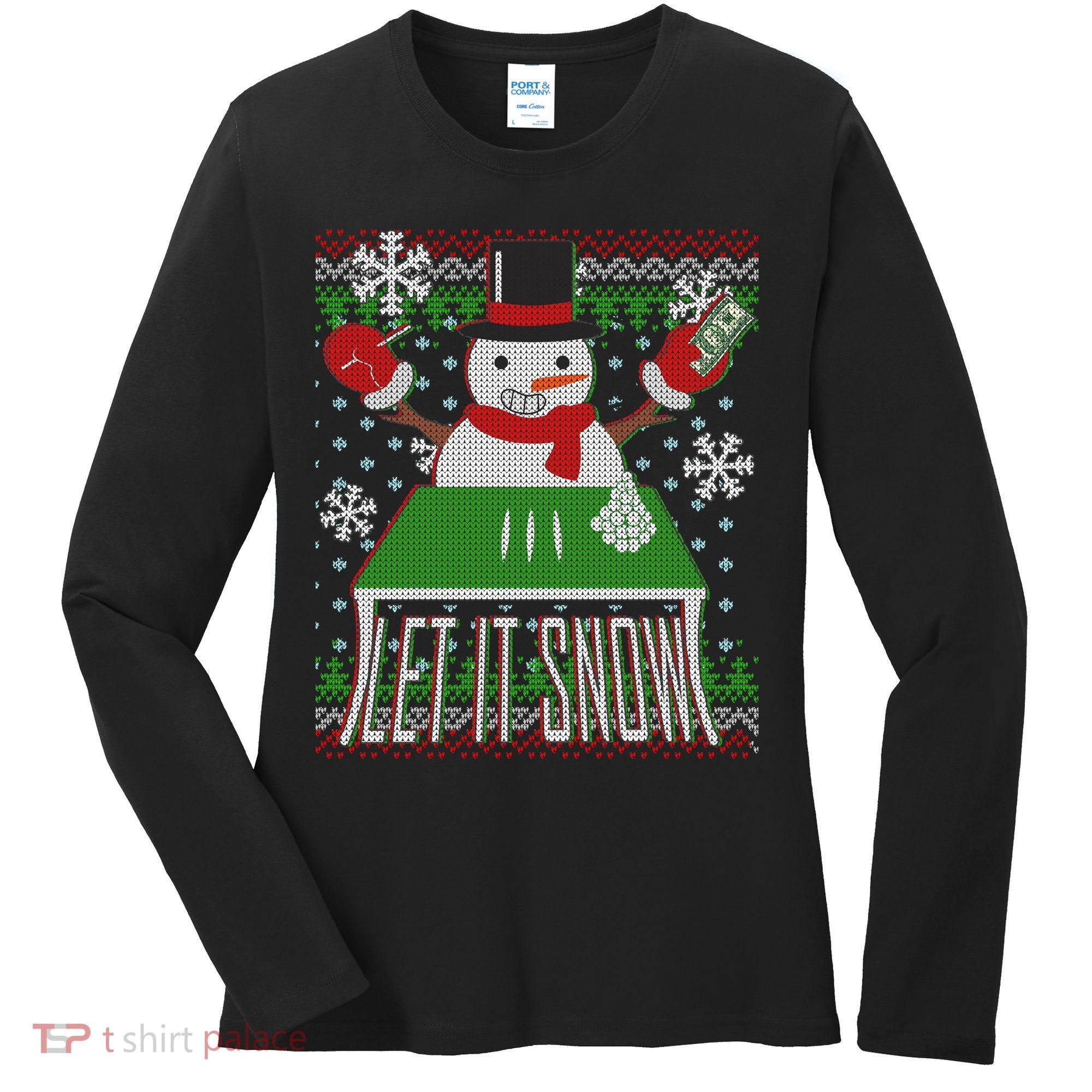 Ugly Christmas Sweater Let It Snow Frosty Snowman On Drugs Women's Long Sleeve Shirt