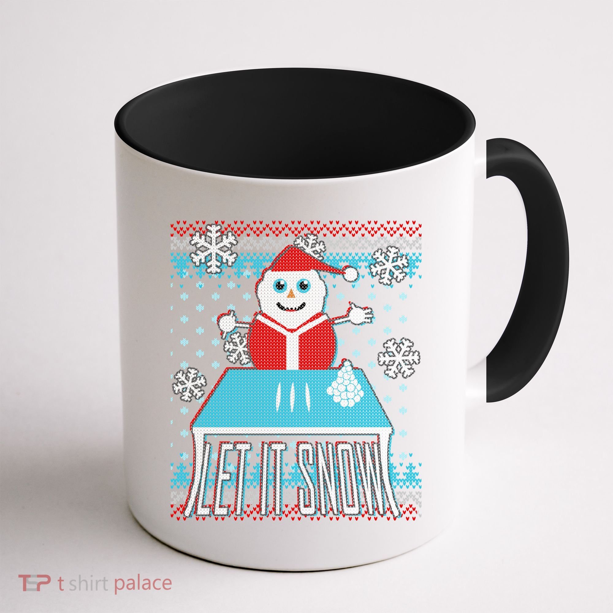 Ugly Christmas Sweater Let It Snow Santa Snowman Coffee Mug