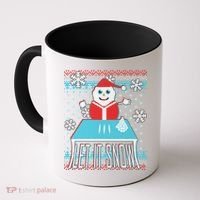 Ugly Christmas Sweater Let It Snow Santa Snowman Coffee Mug thumb 0