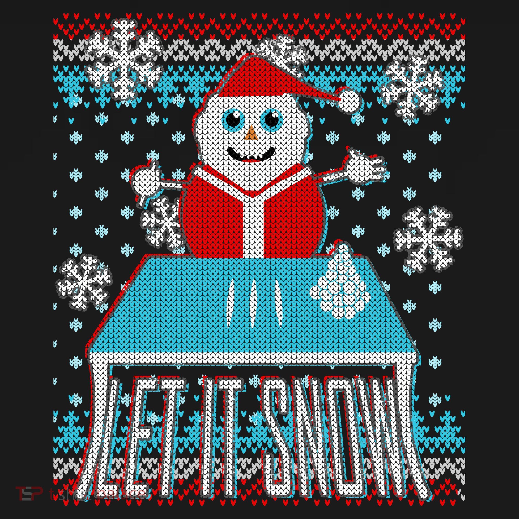 Ugly Christmas Sweater Let It Snow Santa Snowman Ornament