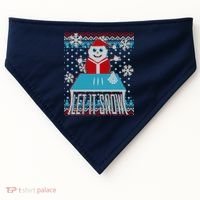 Ugly Christmas Sweater Let It Snow Santa Snowman USA-Made Doggie Bandana thumb 0