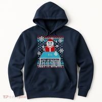Ugly Christmas Sweater Let It Snow Santa Snowman Hoodie thumb 0