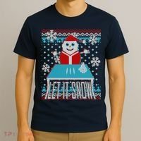 Ugly Christmas Sweater Let It Snow Santa Snowman T-Shirt thumb 3