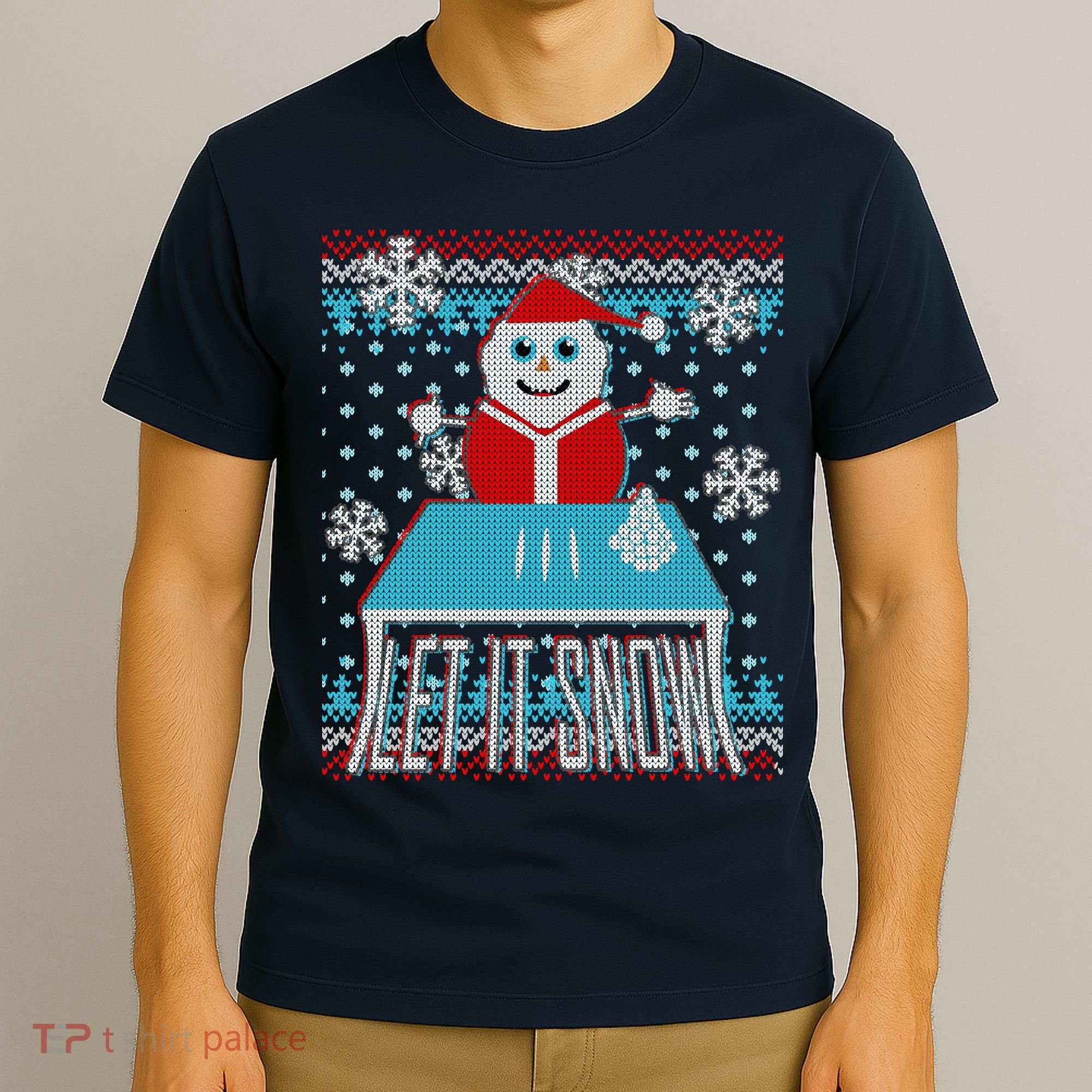 Ugly Christmas Sweater Let It Snow Santa Snowman T-Shirt
