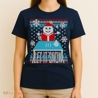 Ugly Christmas Sweater Let It Snow Santa Snowman T-Shirt thumb 4