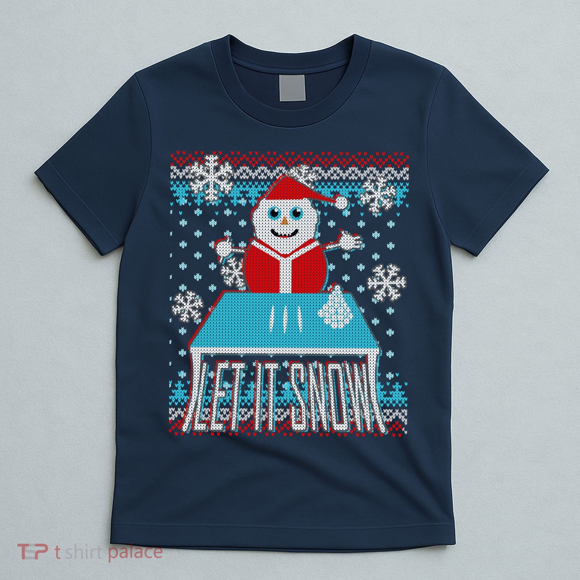 Ugly Christmas Sweater Let It Snow Santa Snowman T-Shirt