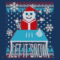 Ugly Christmas Sweater Let It Snow Santa Snowman Button thumb 1