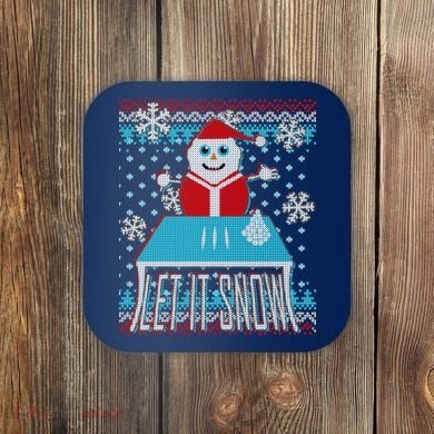 Ugly Christmas Sweater Let It Snow Santa Snowman Coaster