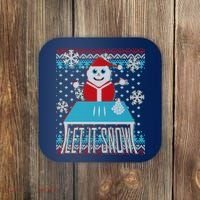 Ugly Christmas Sweater Let It Snow Santa Snowman Coaster thumb 0