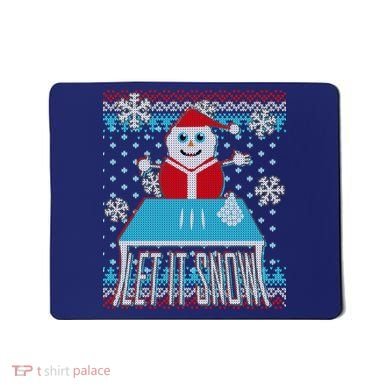 Ugly Christmas Sweater Let It Snow Santa Snowman Mousepad