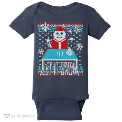 Ugly Christmas Sweater Let It Snow Santa Snowman Baby Bodysuit