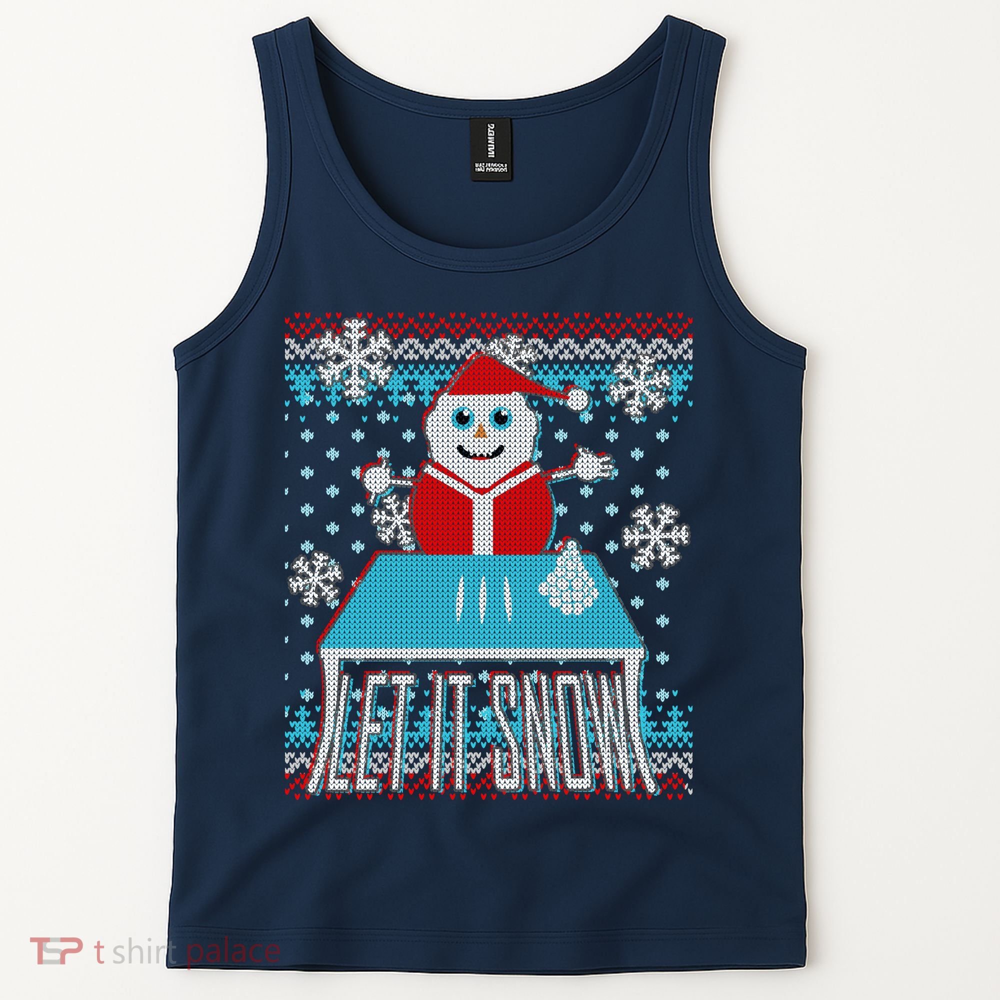 Ugly Christmas Sweater Let It Snow Santa Snowman Tank Top