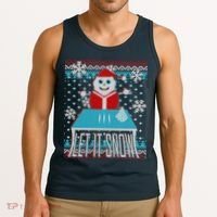 Ugly Christmas Sweater Let It Snow Santa Snowman Tank Top thumb 3