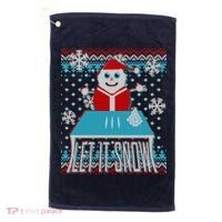 Ugly Christmas Sweater Let It Snow Santa Snowman Golf Towel thumb 0