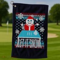 Ugly Christmas Sweater Let It Snow Santa Snowman Golf Towel thumb 1