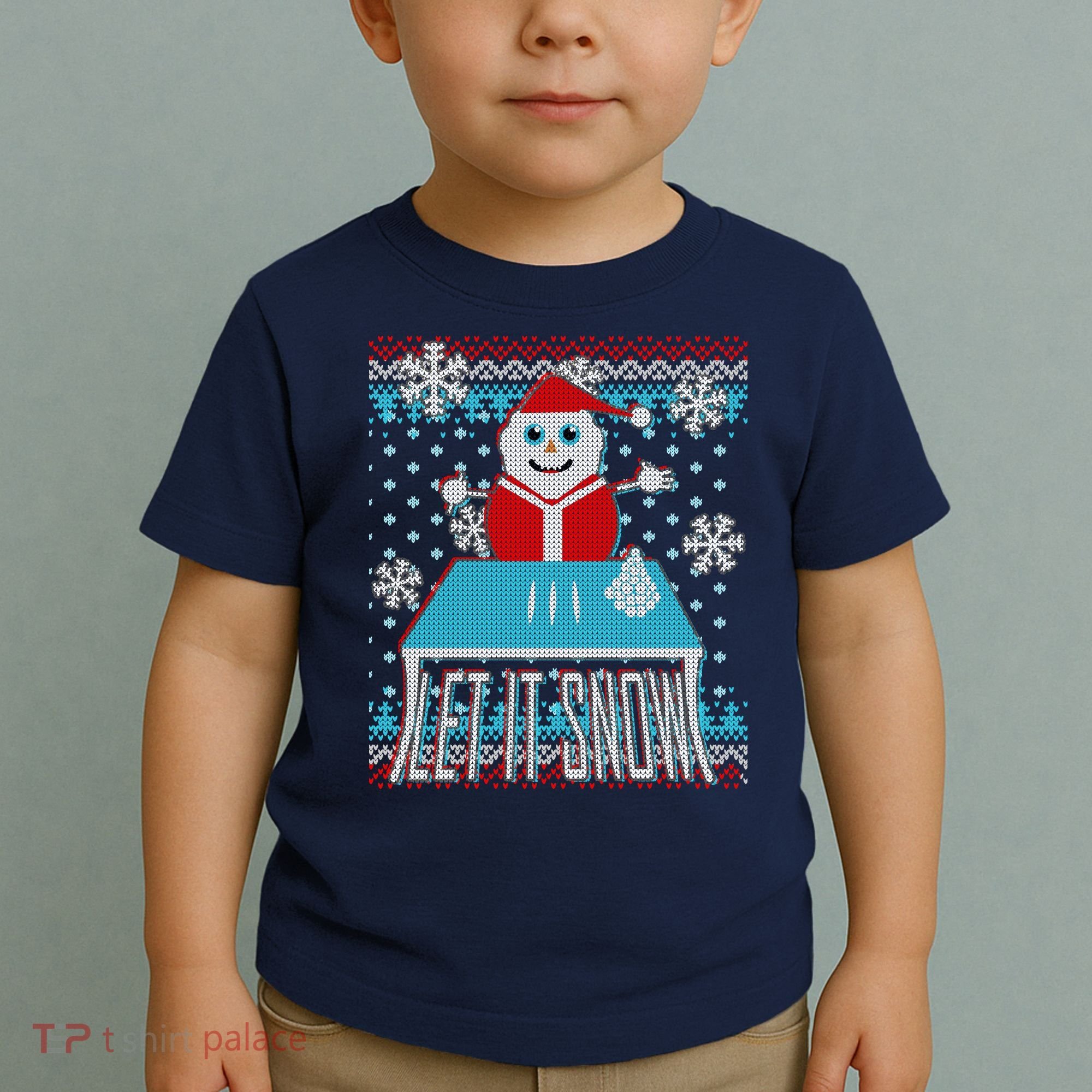 Ugly Christmas Sweater Let It Snow Santa Snowman Toddler T-Shirt