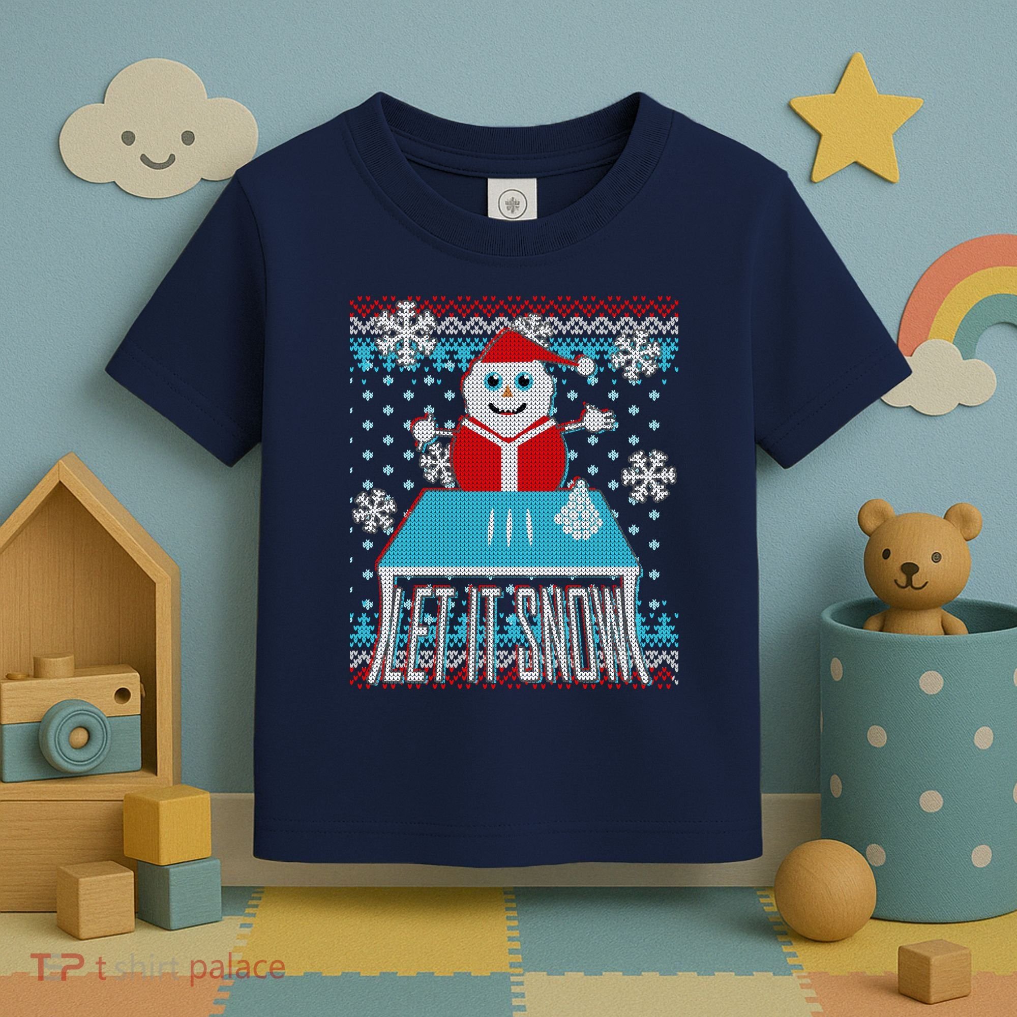 Ugly Christmas Sweater Let It Snow Santa Snowman Toddler T-Shirt