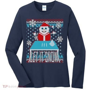 Ugly Christmas Sweater Let It Snow Santa Snowman Women's Long Sleeve Shirt