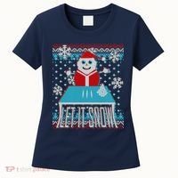 Ugly Christmas Sweater Let It Snow Santa Snowman Women's T-Shirt thumb 0