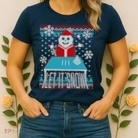Ugly Christmas Sweater Let It Snow Santa Snowman Women's T-Shirt thumb 2
