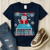 Ugly Christmas Sweater Let It Snow Santa Snowman Women's T-Shirt thumb 3