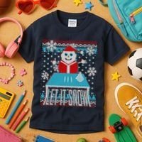 Ugly Christmas Sweater Let It Snow Santa Snowman Kids T-Shirt thumb 3