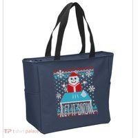 Ugly Christmas Sweater Let It Snow Santa Snowman Tote Bag thumb 2