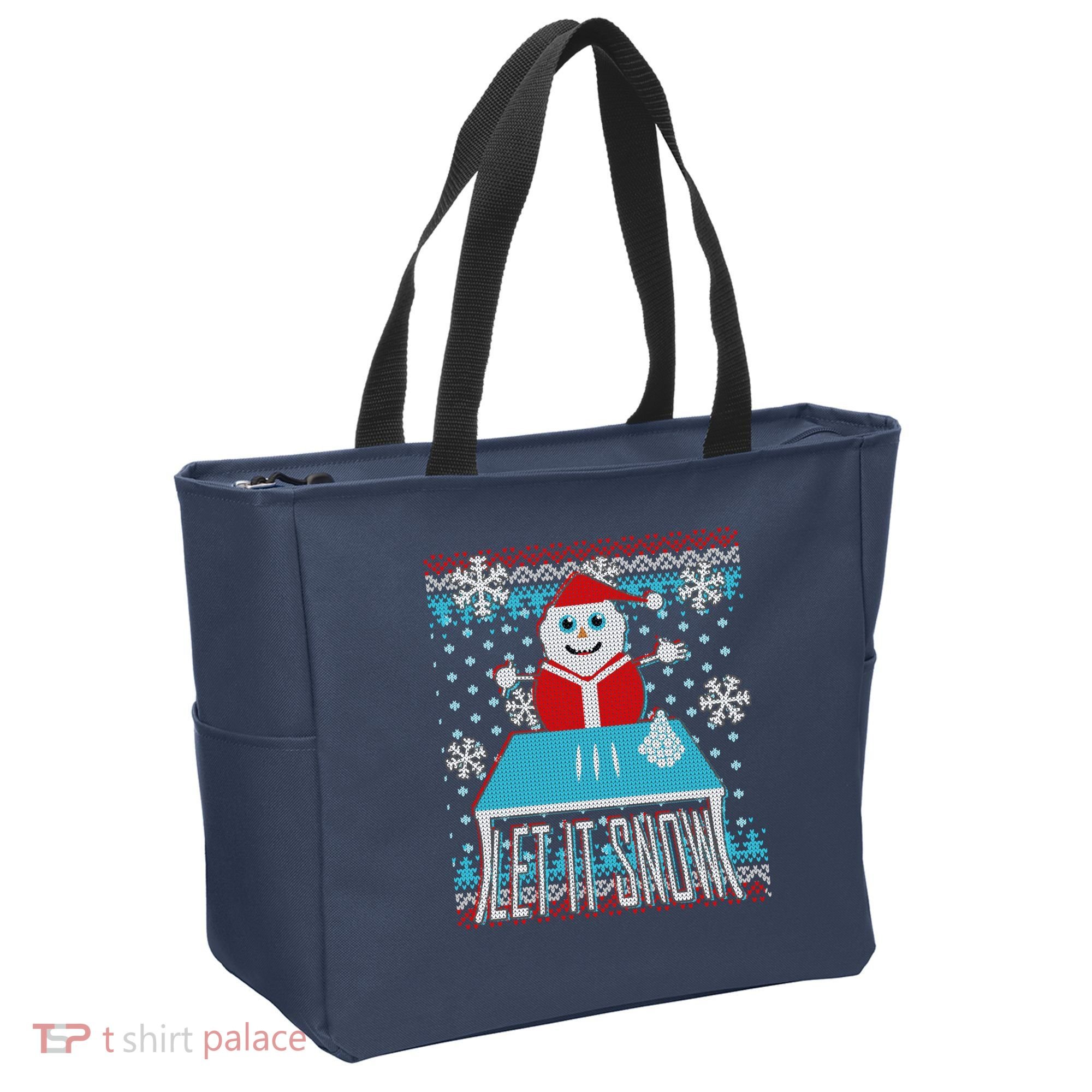 Ugly Christmas Sweater Let It Snow Santa Snowman Tote Bag