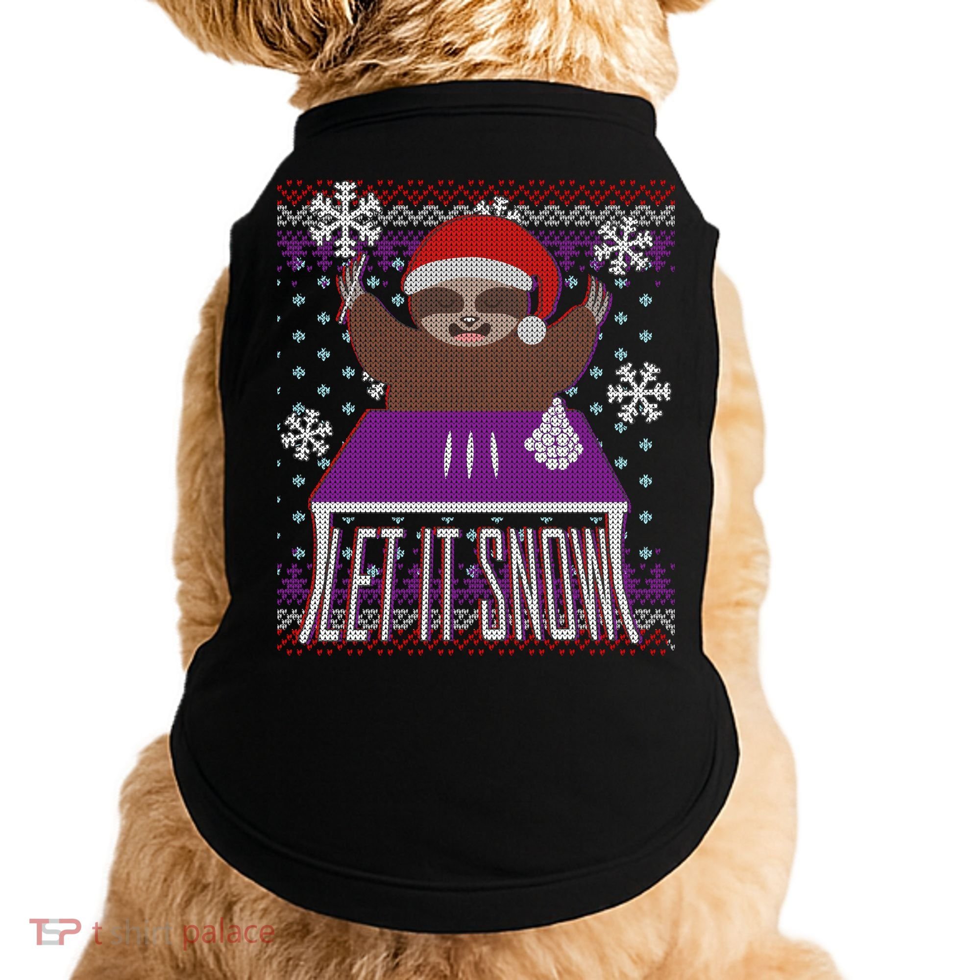 Ugly Christmas Sweater Let It Snow Sloth On Drugs Doggie Tank