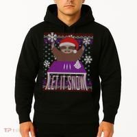 Ugly Christmas Sweater Let It Snow Sloth On Drugs Hoodie thumb 2