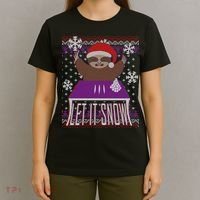 Ugly Christmas Sweater Let It Snow Sloth On Drugs T-Shirt thumb 4