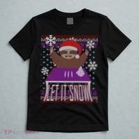 Ugly Christmas Sweater Let It Snow Sloth On Drugs T-Shirt thumb 5