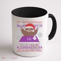 Ugly Christmas Sweater Let It Snow Sloth On Drugs Coffee Mug thumb 1