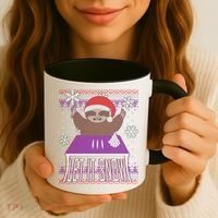 Ugly Christmas Sweater Let It Snow Sloth On Drugs Coffee Mug thumb 3