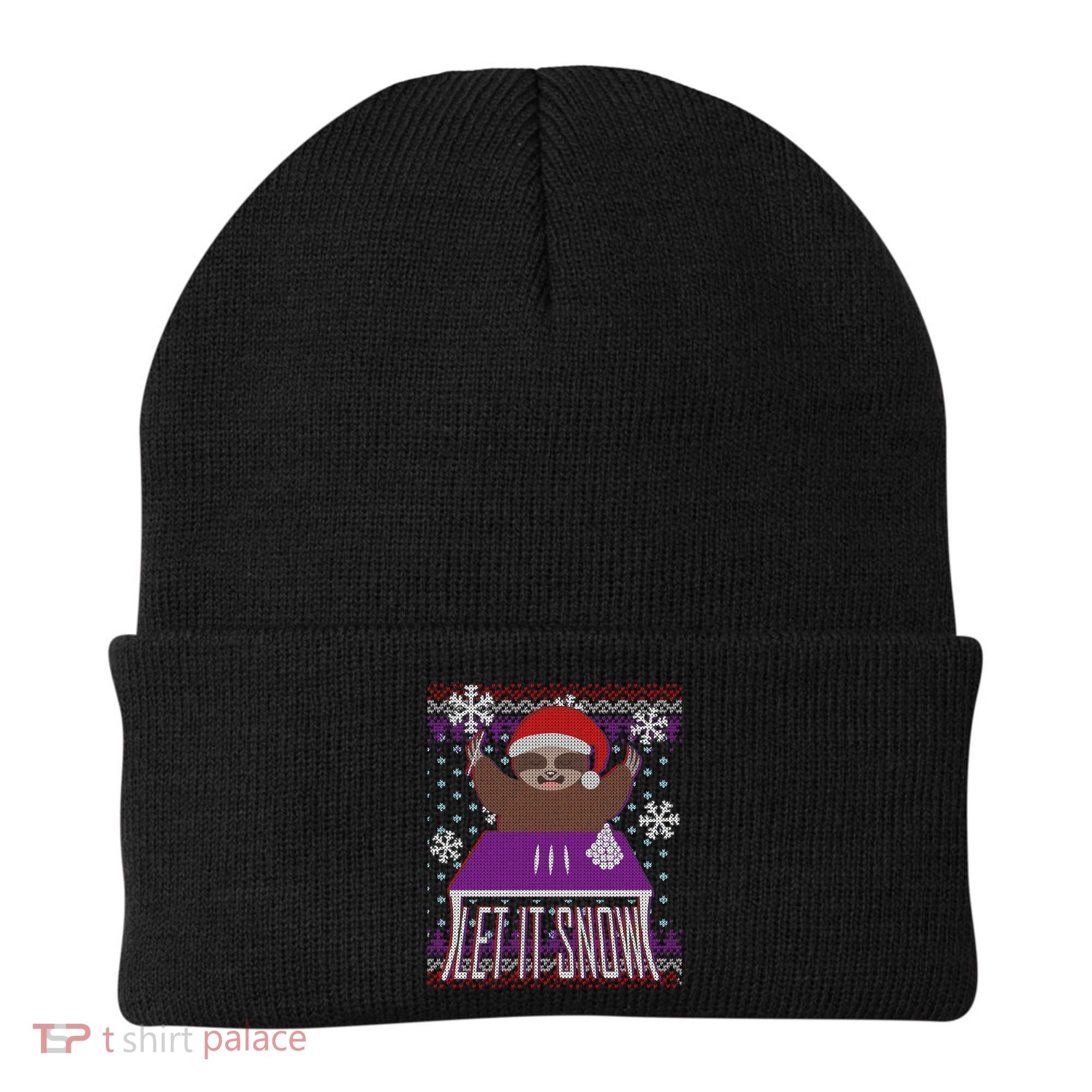 Ugly Christmas Sweater Let It Snow Sloth On Drugs Beanie