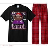 Ugly Christmas Sweater Let It Snow Sloth On Drugs Pajama Set thumb 0
