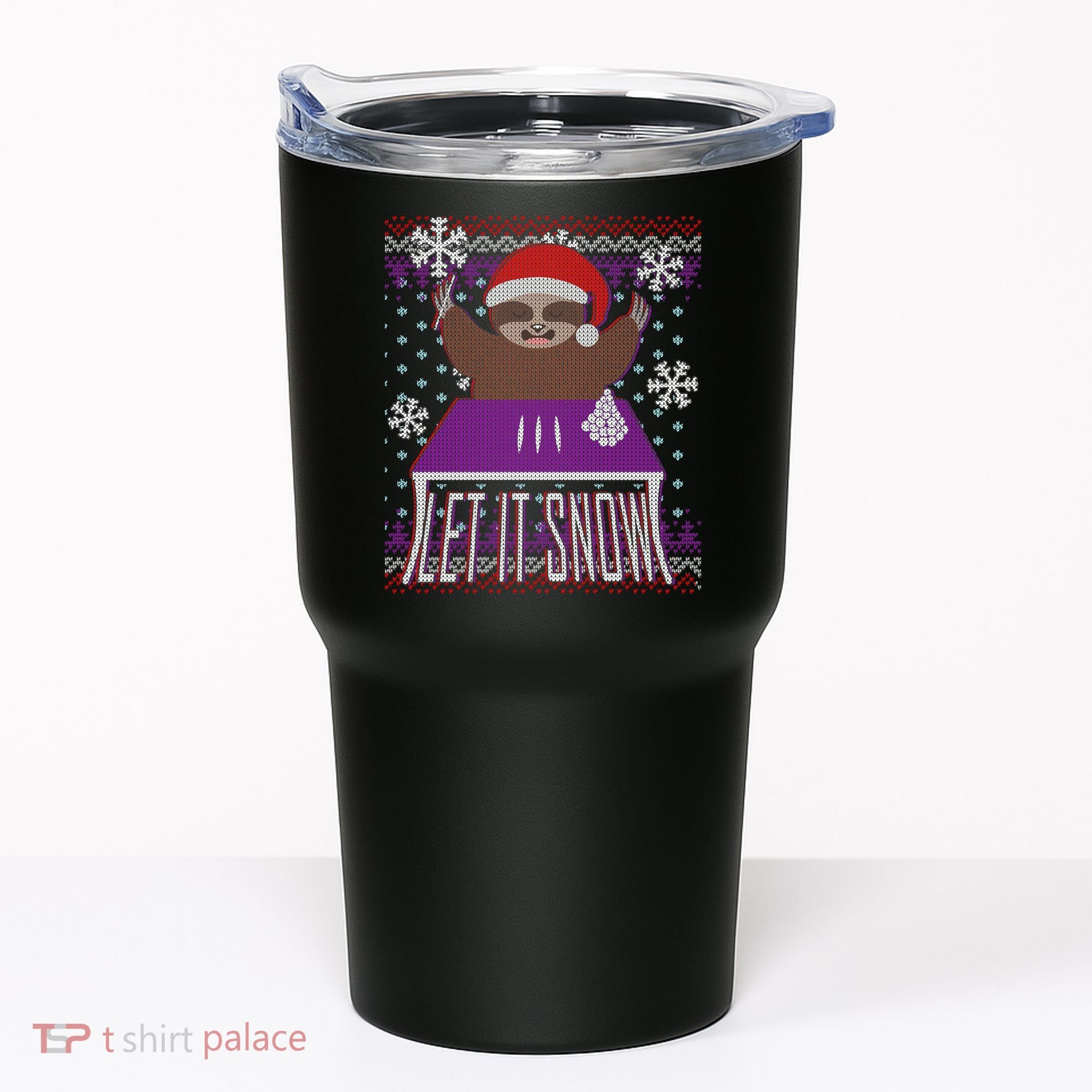 Ugly Christmas Sweater Let It Snow Sloth On Drugs Tumbler