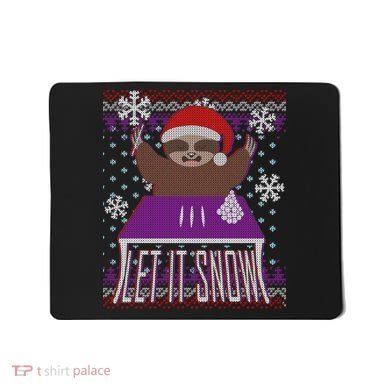 Ugly Christmas Sweater Let It Snow Sloth On Drugs Mousepad
