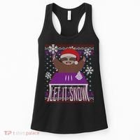 Ugly Christmas Sweater Let It Snow Sloth On Drugs Women's Tank Top thumb 0