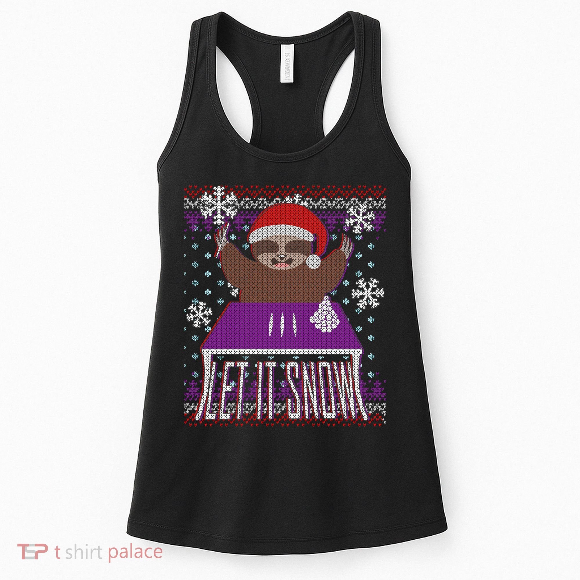 Ugly Christmas Sweater Let It Snow Sloth On Drugs Women's Tank Top