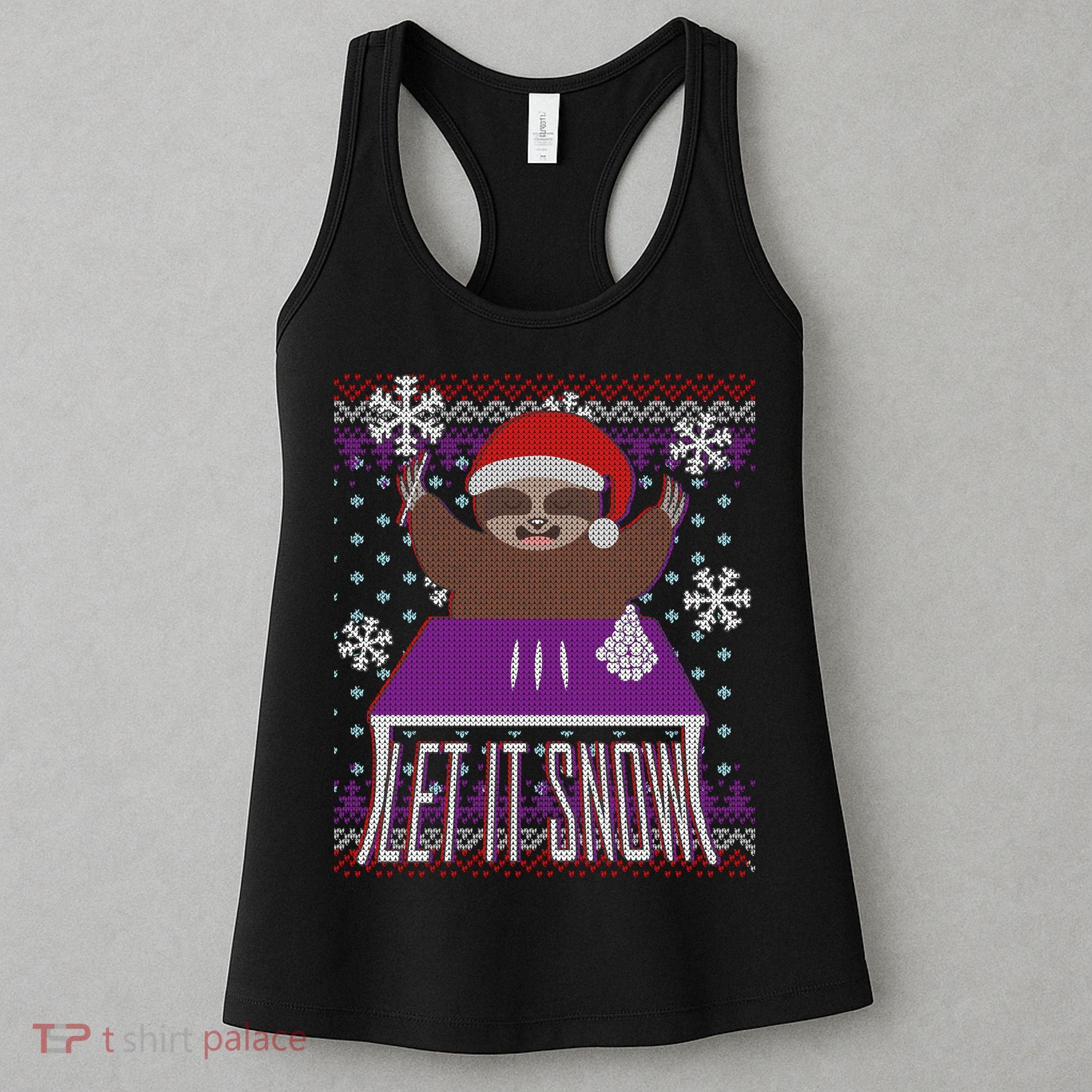 Ugly Christmas Sweater Let It Snow Sloth On Drugs Women's Tank Top