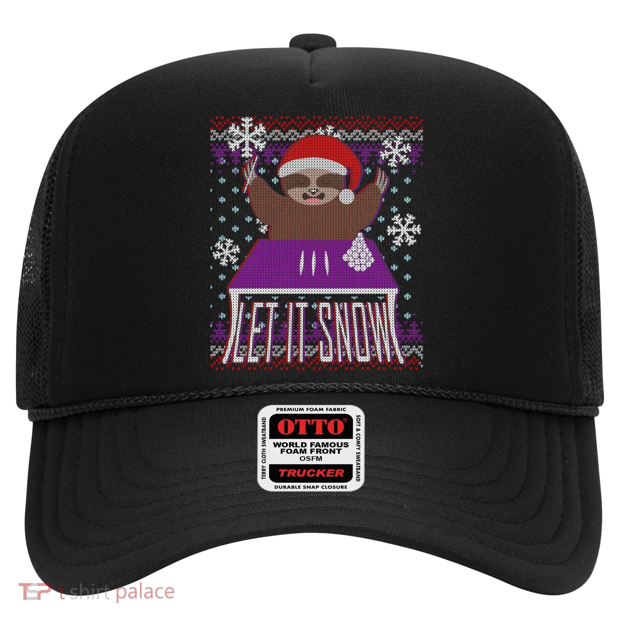 Ugly Christmas Sweater Let It Snow Sloth On Drugs Hat