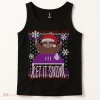 Ugly Christmas Sweater Let It Snow Sloth On Drugs Tank Top thumb 2