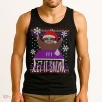 Ugly Christmas Sweater Let It Snow Sloth On Drugs Tank Top thumb 3