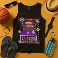 Ugly Christmas Sweater Let It Snow Sloth On Drugs Tank Top thumb 4