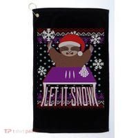 Ugly Christmas Sweater Let It Snow Sloth On Drugs Golf Towel thumb 0