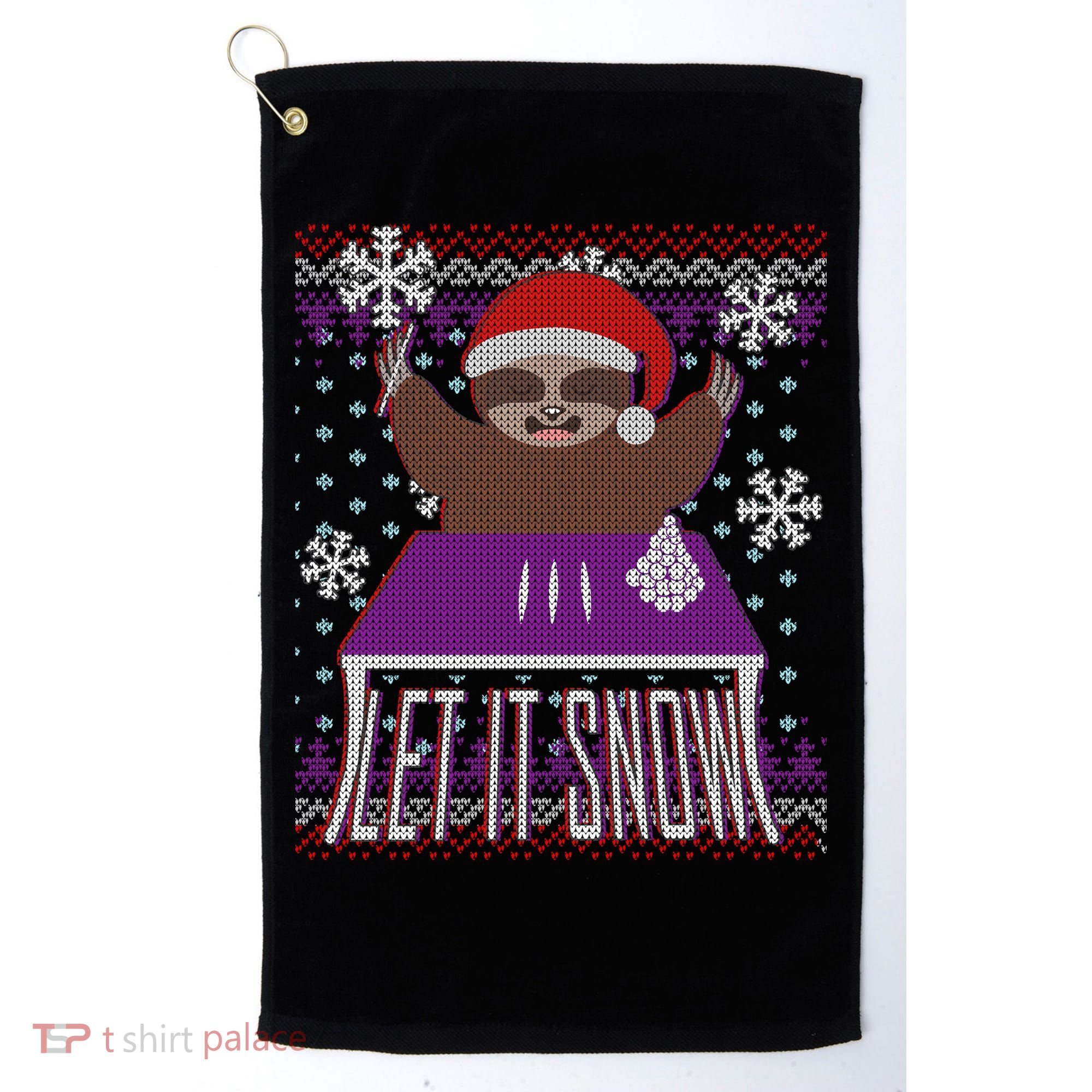 Ugly Christmas Sweater Let It Snow Sloth On Drugs Golf Towel